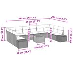 vidaXL Ensemble de Canapé de Jardin de 11 Pièces avec Coussins Noir Rattan Acacia