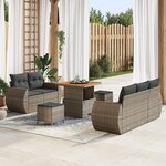 Ensemble de Canapé de Jardin de 8 Pièces avec Coussins Gris en Poly Rattan Acacia