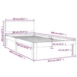 vidaXL Cadre de lit sans matelas noir bois de pin massif 90x200 cm