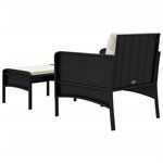 vidaXL Salon de jardin 2 Pièces avec coussins Noir Résine tressée