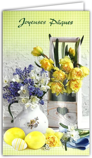 Carte Joyeuses Pâques Bonne Fête - Avec Enveloppe 12x19 5cm