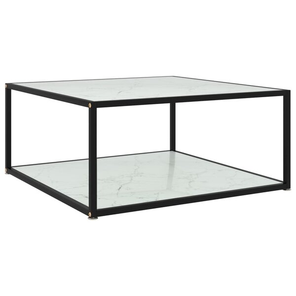 vidaXL Table basse Blanc 80x80x35 cm Verre trempé