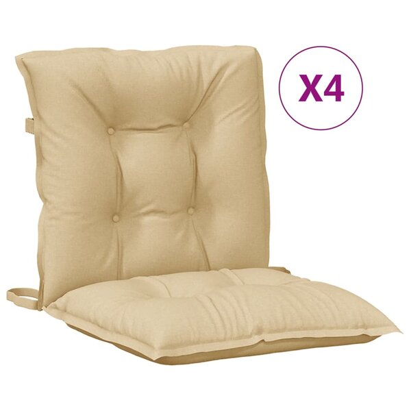 vidaXL Coussins de chaise à dossier bas lot de 4 beige mélangé tissu
