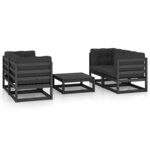 Salon de jardin meuble d'extérieur ensemble de mobilier 5 pièces avec coussins bois de pin massif 02_0016344