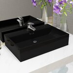 vidaXL Vasque avec trou de robinet en céramique Noir 60 5x42 5x14 5 cm