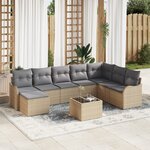 Ensemble de Canapés de Jardin 9 Pièces avec Coussins en Rattan Poly Noir