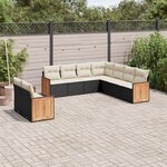 vidaXL Salon de jardin 9 Pièces avec coussins noir résine tressée