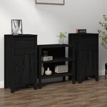 vidaXL Buffets 2 Pièces Noir 40x35x80 cm Bois massif de pin