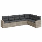 vidaXL Salon de jardin avec coussins 7 Pièces gris clair résine tressée