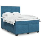 vidaXL Sommier à lattes de lit et matelas bleu 140x200 cm velours
