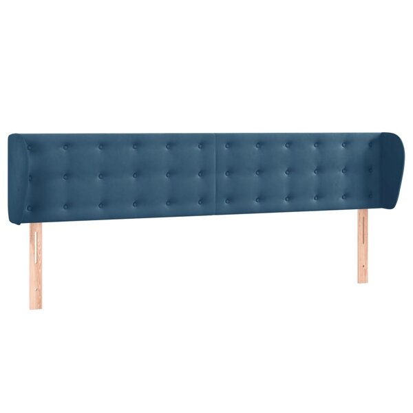 vidaXL Tête de lit avec oreilles Bleu foncé 163x23x78/88 cm Velours