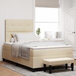 vidaXL Lit à ressorts avec matelas et banc crème 120x200 cm en tissu