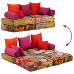 vidaXL Pouf modulaire à 2 places Patchwork Tissu