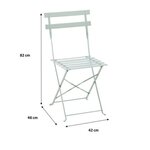 Set bistrot 2 personnes - Table ronde 60 cm avec 2 chaises - Acier  thermolaqué - Vert Céladon