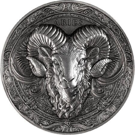 Pièce de monnaie en Argent 12 Dollars g 155.5 (5 oz) Millésime 2024 Twelve Zodiac Signs ARIES