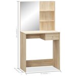 vidaXL Coiffeuse Bois d’ingénierie 75x40x141 cm Chêne