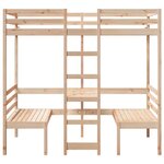 vidaXL Lit mezzanine avec bureau et chaises 80x200 cm pin massif