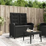 vidaXL Banc inclinable de jardin avec coussins noir résine tressée