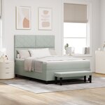 vidaXL Lit à Sommier Élevé avec Matelas & Banc Gris Clair 140x190 cm Velours