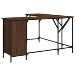 Bureau table poste de travail meuble d'ordinateur informatique étude chêne 141 x 141 x 75 cm bois d'ingénierie brun 02_0023621