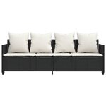 vidaXL Chaise longue avec coussins noir résine tressée
