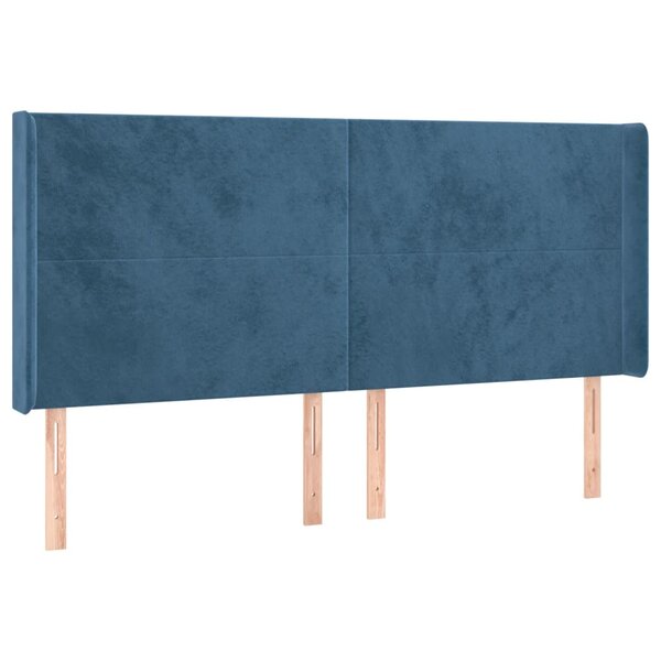 vidaXL Tête de lit avec oreilles Bleu foncé 203x16x118/128 cm Velours