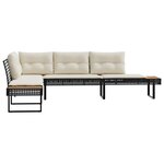 vidaXL Canapé de jardin avec coussins en forme de L noir rotin acacia