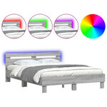 vidaXL Cadre de lit avec LED sans matelas sonoma gris 150x200 cm