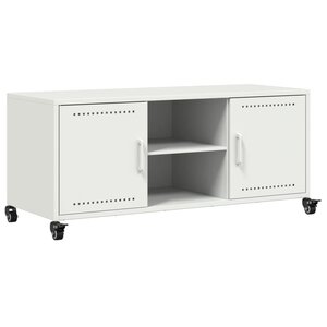 vidaXL Meuble TV blanc 100 5x39x43 5 cm acier laminé à froid
