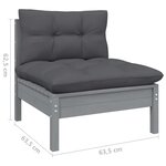 vidaXL Salon de jardin 13 Pièces avec coussins Gris Bois de pin solide