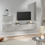 vidaXL Ensemble de meubles TV 4 Pièces Gris béton Bois d'ingénierie
