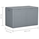vidaXL Boîte de rangement de jardin 180 L Gris PP Rotin