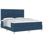 vidaXL Lit avec sommier tapissier et matelas bleu super king en tissu
