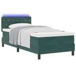 Lit à ressorts vidaXL avec matelas et LED Vert foncé 90x200 cm Velours