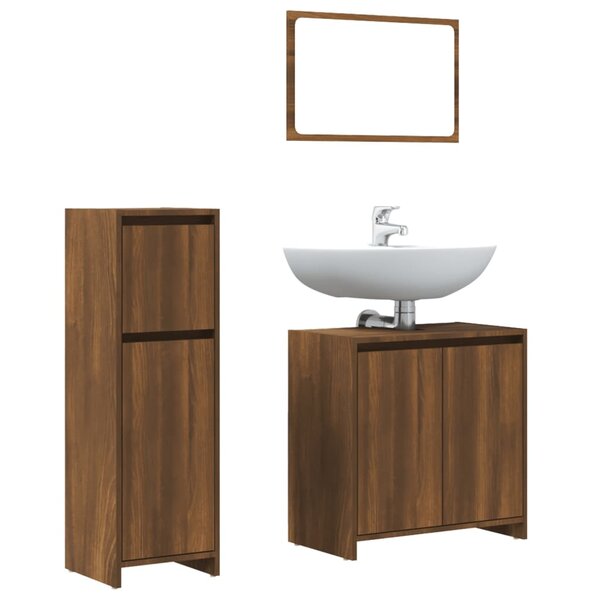 vidaXL Ensemble de meubles de salle de bain 3 Pièces Chêne marron