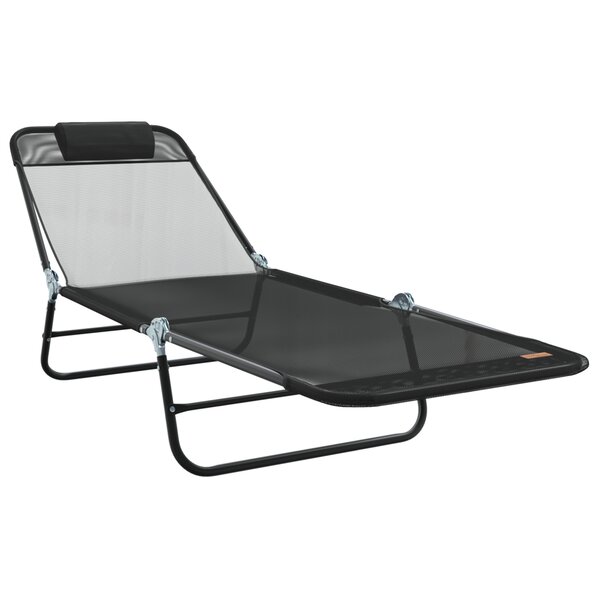 vidaXL Chaise Longue Pliante avec Têtière Textilène Noire