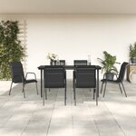 vidaXL Ensemble à manger de jardin 7 Pièces noir textilène et acier