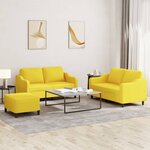vidaXL Ensemble de canapés 3 Pièces avec coussins Jaune clair Tissu