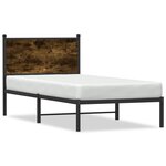 vidaXL Cadre de lit en métal sans matelas chêne fumé 90x190 cm