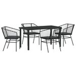 vidaXL Ensemble de salle à manger de jardin de 5 pièces avec coussins en poly rattan noir