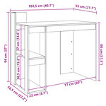 Bureau table poste de travail meuble d'ordinateur informatique étude chêne 103 5 x 56 5 x 94 cm bois d'ingénierie brun 02_0023606