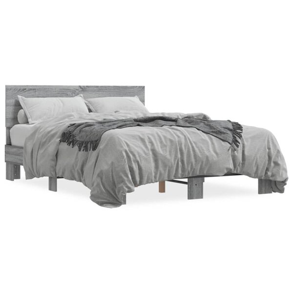 vidaXL Cadre de lit sans matelas sonoma gris 140x200 cm
