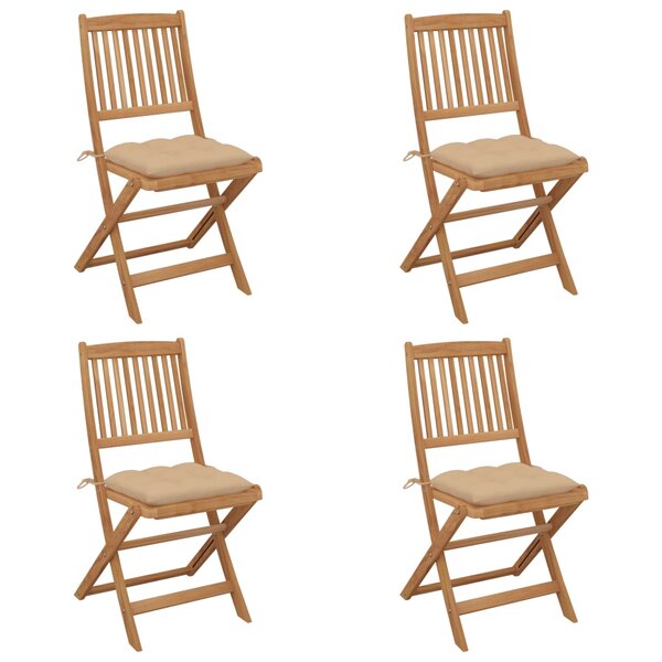 vidaXL Chaises pliables de jardin 4 Pièces avec coussins Bois d'acacia