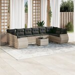vidaXL Salon de jardin 11 Pièces avec coussins gris clair résine tressée