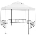 vidaXL Belvédère de jardin 323x275x265 cm Blanc 180 g/m²