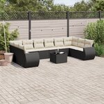 vidaXL Salon de jardin 11 Pièces avec coussins noir résine tressée