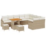 Ensemble de Canapés de Jardin vidaXL 12 Pièces avec Coussins Beige Rotin Poly Acacia