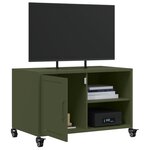 vidaXL Meuble TV vert olive 68x39x43 5 cm acier laminé à froid