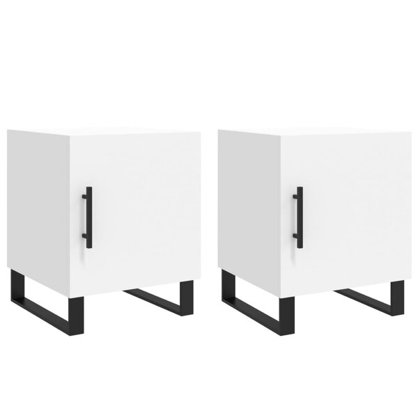 vidaXL Tables de chevet 2 Pièces blanc 40x40x50 cm bois d’ingénierie