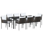 vidaXL Ensemble de salle à manger de jardin 9 pièces avec coussins Marron Poly Rattan